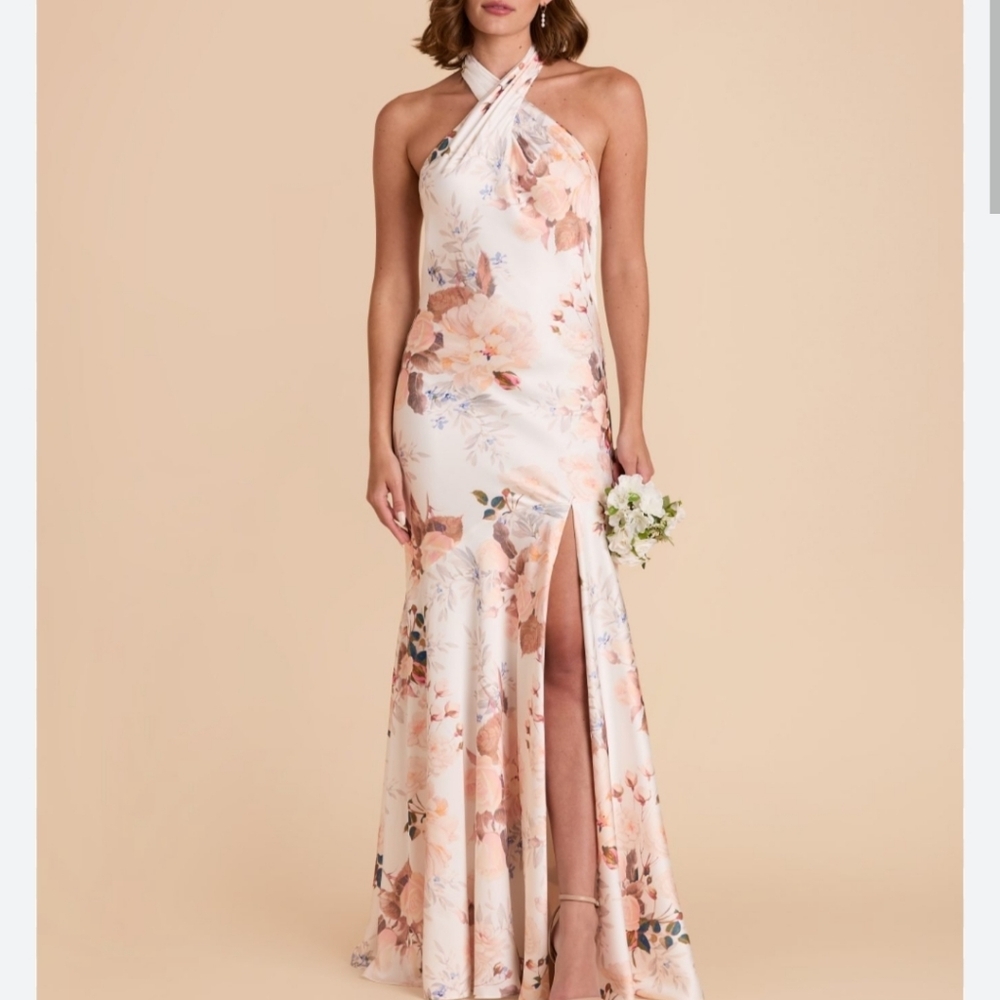 Birdy Grey Stephanie DressMatte Satin Champagne Cascadia Bouquet Women's Size XS